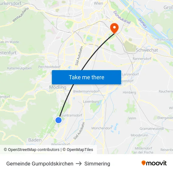 Gemeinde Gumpoldskirchen to Simmering map