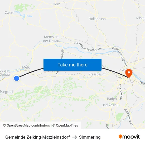 Gemeinde Zelking-Matzleinsdorf to Simmering map