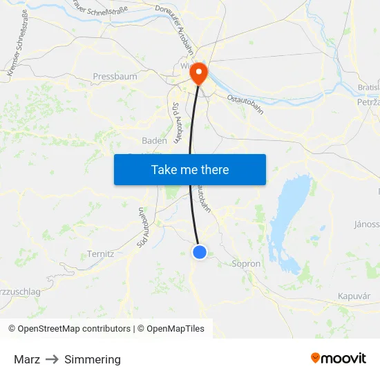 Marz to Simmering map