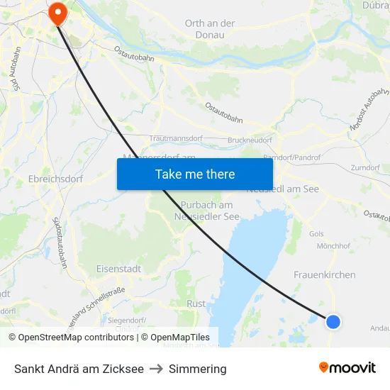 Sankt Andrä am Zicksee to Simmering map