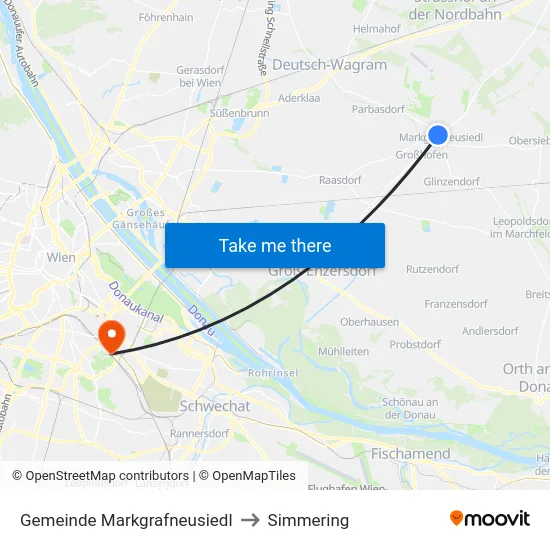 Gemeinde Markgrafneusiedl to Simmering map