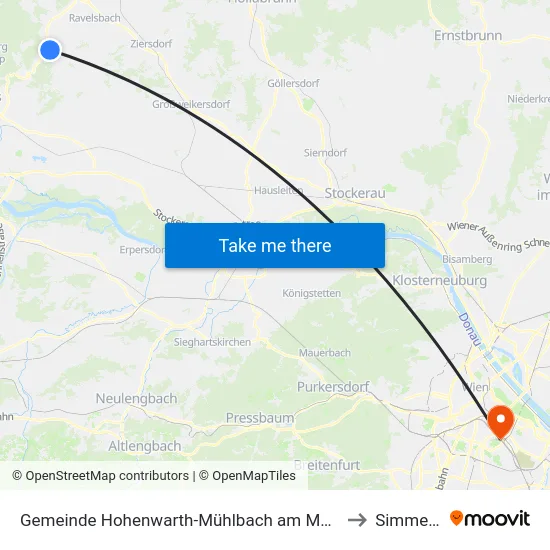 Gemeinde Hohenwarth-Mühlbach am Manhartsberg to Simmering map