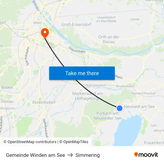 Gemeinde Winden am See to Simmering map