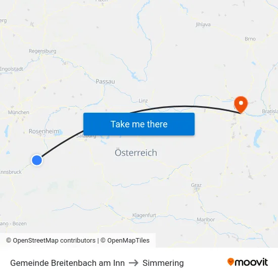 Gemeinde Breitenbach am Inn to Simmering map