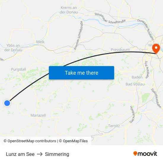 Lunz am See to Simmering map