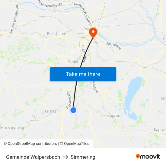 Gemeinde Walpersbach to Simmering map