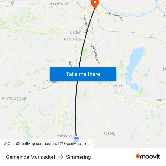 Gemeinde Mariasdorf to Simmering map