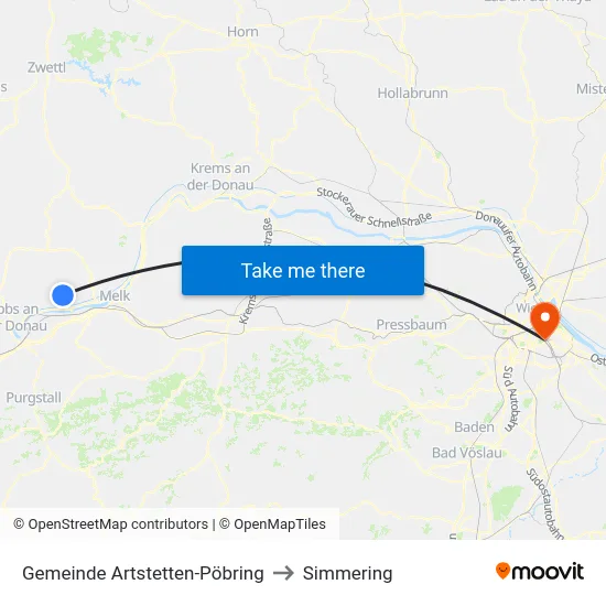 Gemeinde Artstetten-Pöbring to Simmering map