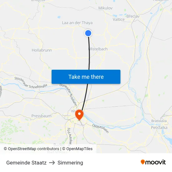 Gemeinde Staatz to Simmering map