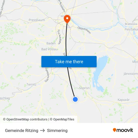 Gemeinde Ritzing to Simmering map