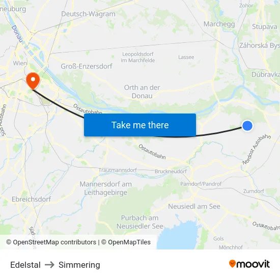 Edelstal to Simmering map
