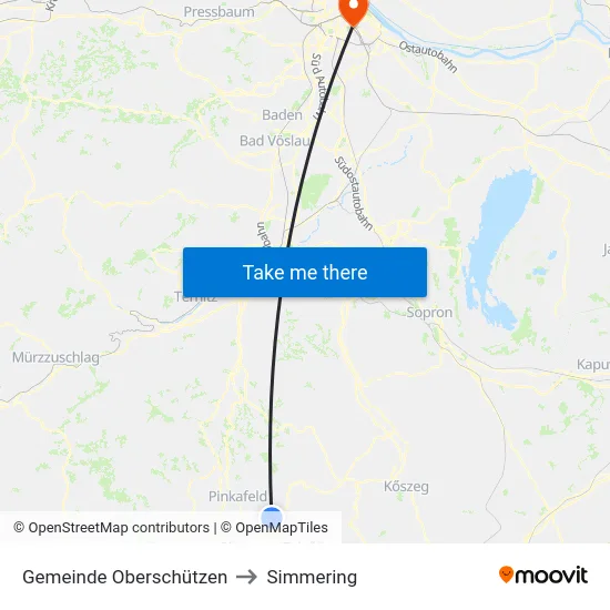 Gemeinde Oberschützen to Simmering map