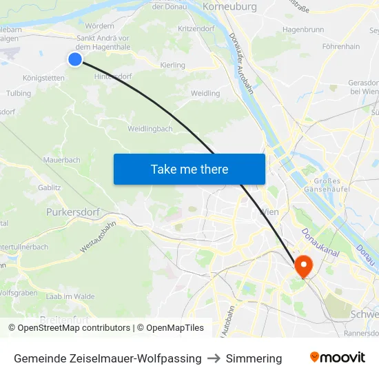Gemeinde Zeiselmauer-Wolfpassing to Simmering map