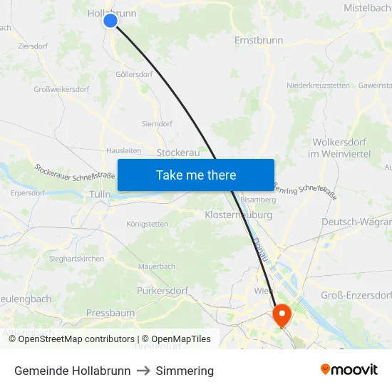 Gemeinde Hollabrunn to Simmering map