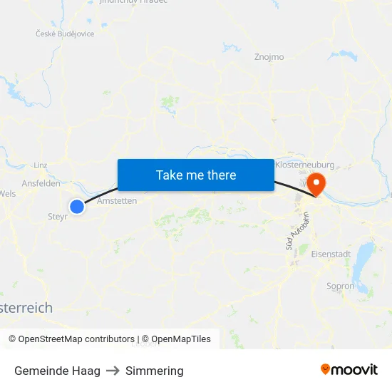 Gemeinde Haag to Simmering map