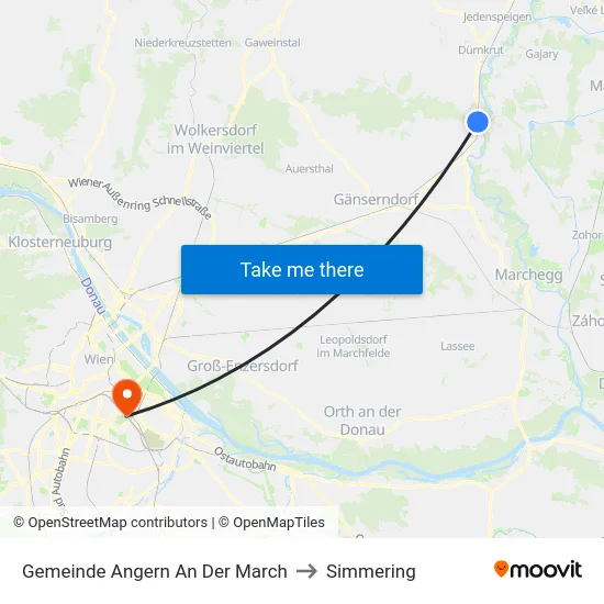 Gemeinde Angern An Der March to Simmering map