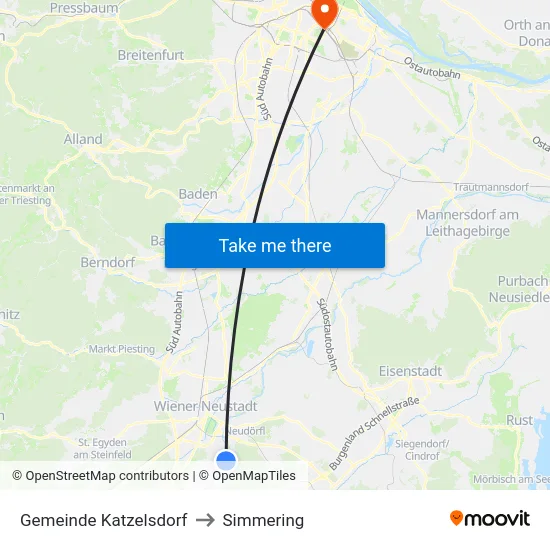 Gemeinde Katzelsdorf to Simmering map