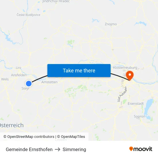 Gemeinde Ernsthofen to Simmering map