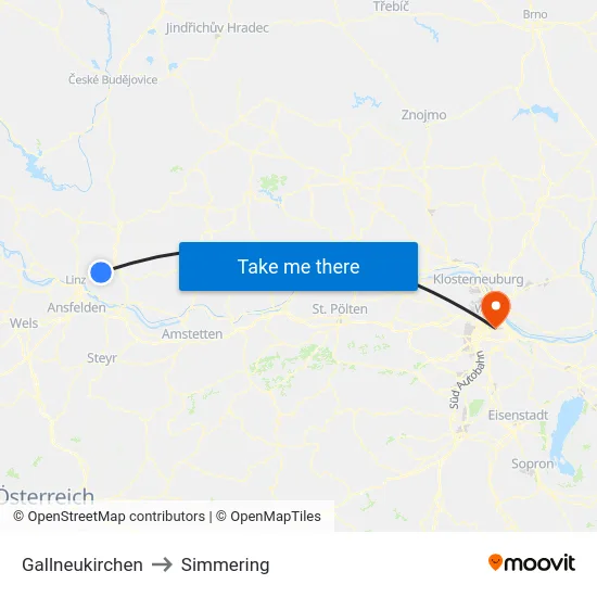 Gallneukirchen to Simmering map