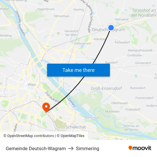 Gemeinde Deutsch-Wagram to Simmering map