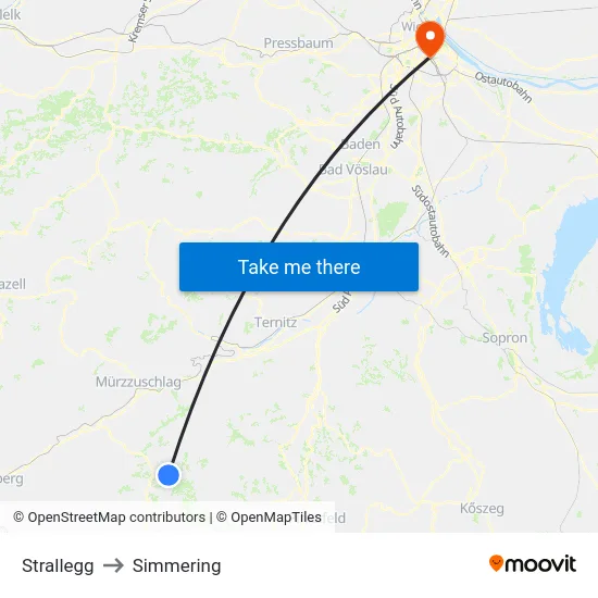 Strallegg to Simmering map