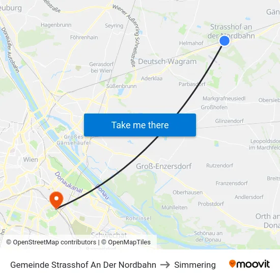 Gemeinde Strasshof An Der Nordbahn to Simmering map