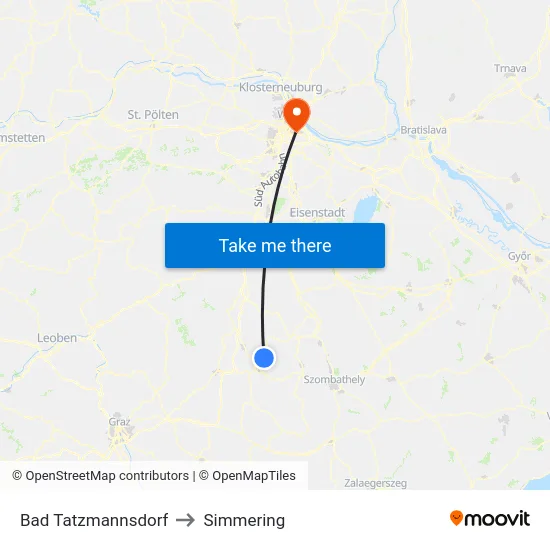 Bad Tatzmannsdorf to Simmering map