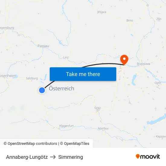 Annaberg-Lungötz to Simmering map