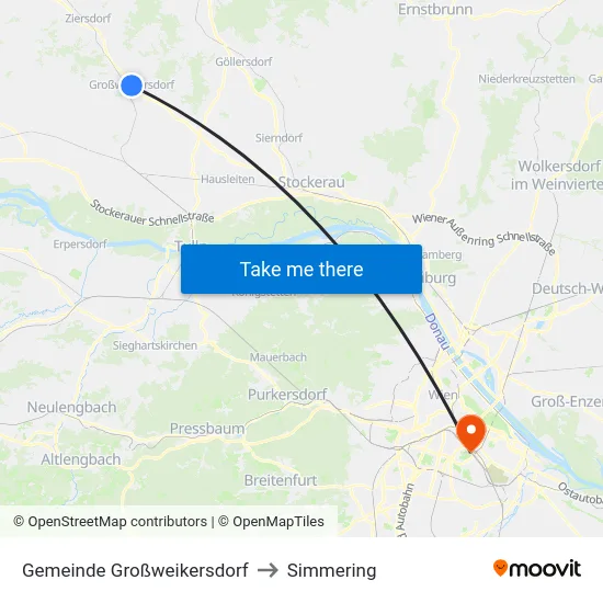 Gemeinde Großweikersdorf to Simmering map