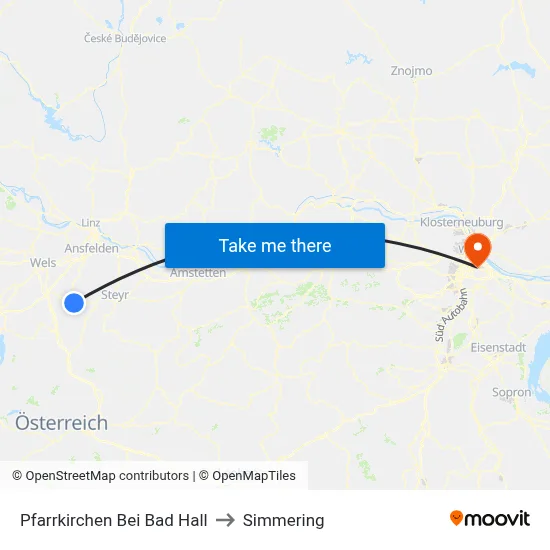 Pfarrkirchen Bei Bad Hall to Simmering map