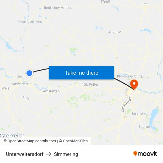 Unterweitersdorf to Simmering map