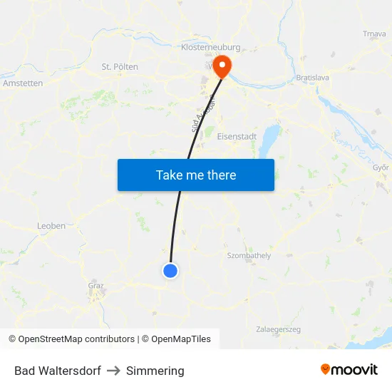 Bad Waltersdorf to Simmering map
