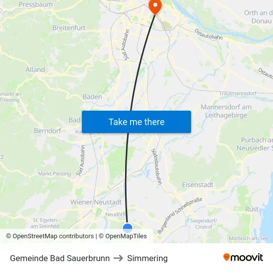 Gemeinde Bad Sauerbrunn to Simmering map