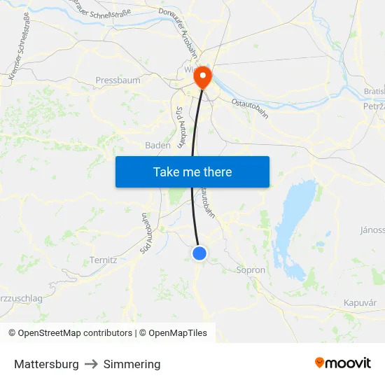 Mattersburg to Simmering map