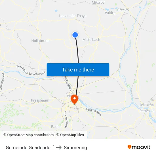 Gemeinde Gnadendorf to Simmering map
