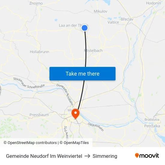 Gemeinde Neudorf Im Weinviertel to Simmering map
