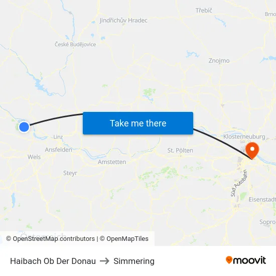 Haibach Ob Der Donau to Simmering map
