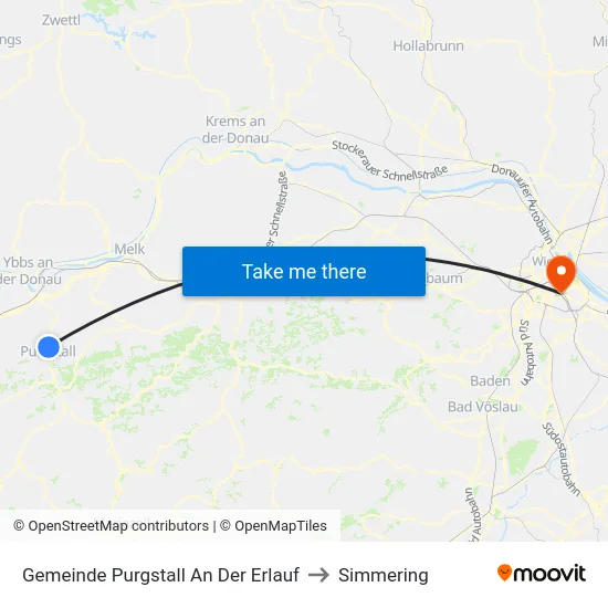 Gemeinde Purgstall An Der Erlauf to Simmering map