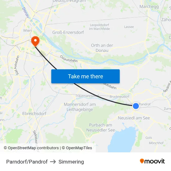 Parndorf/Pandrof to Simmering map