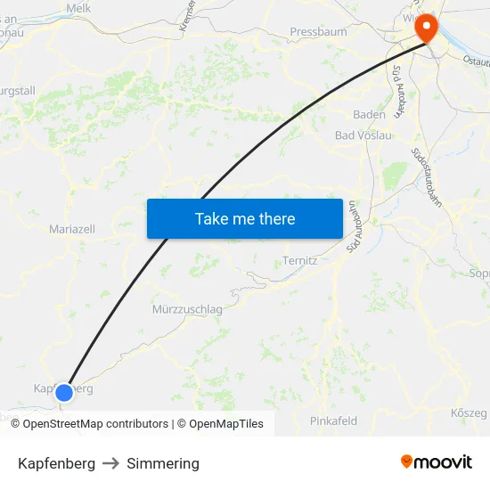 Kapfenberg to Simmering map