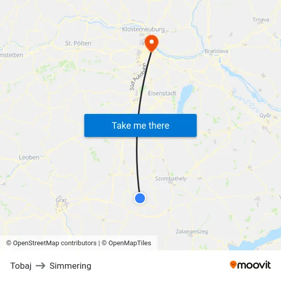 Tobaj to Simmering map
