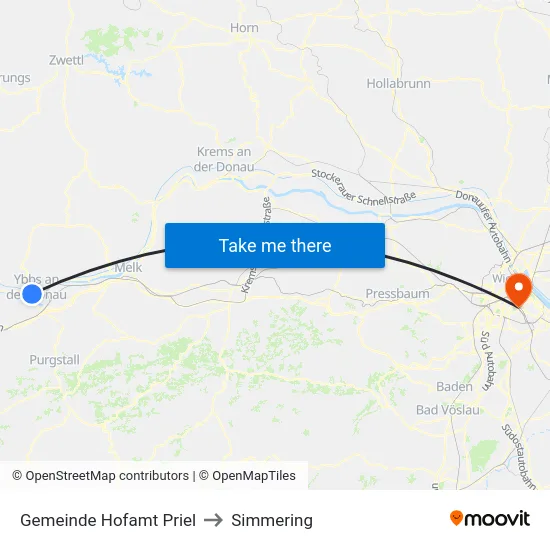 Gemeinde Hofamt Priel to Simmering map