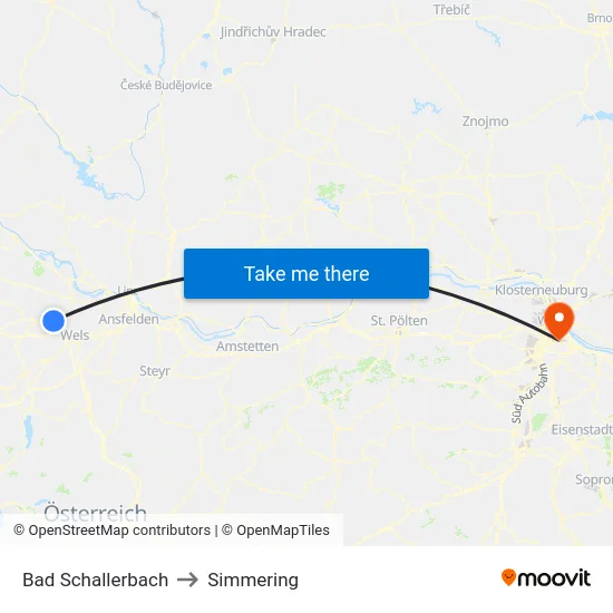 Bad Schallerbach to Simmering map