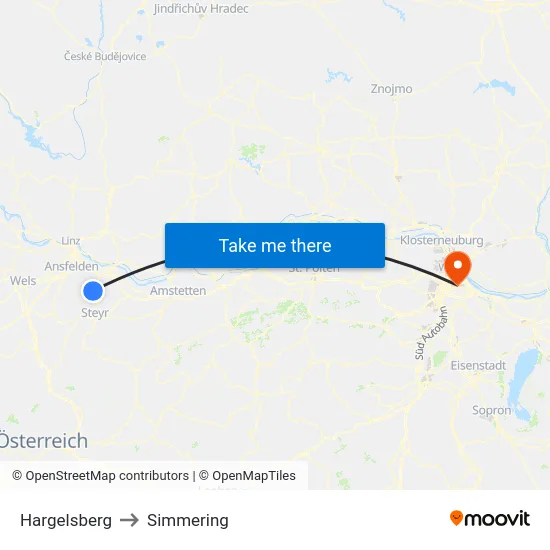 Hargelsberg to Simmering map
