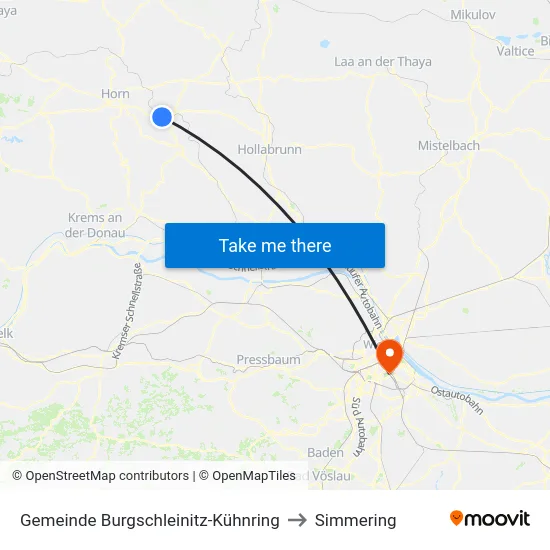 Gemeinde Burgschleinitz-Kühnring to Simmering map