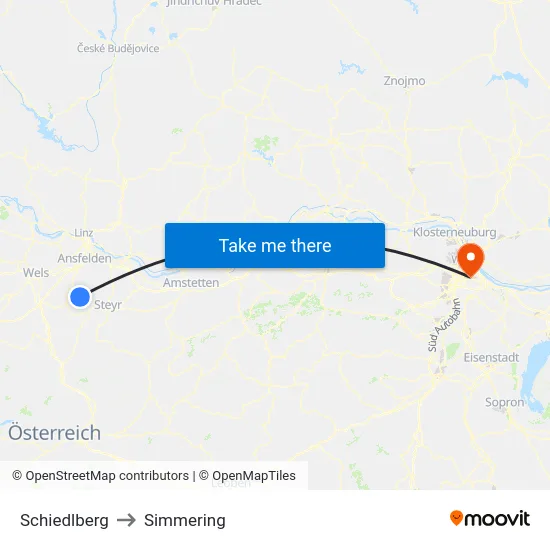 Schiedlberg to Simmering map