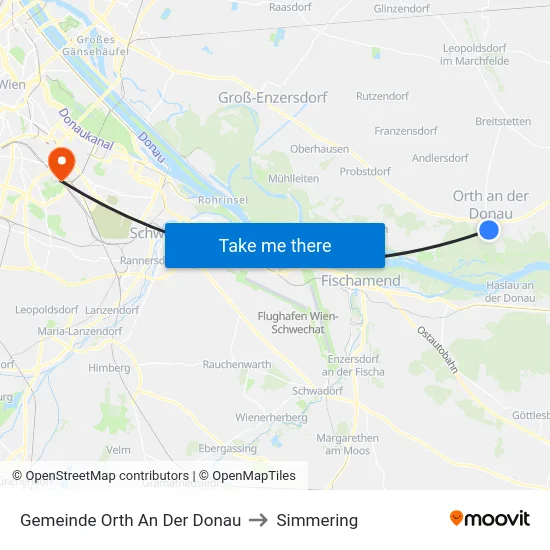 Gemeinde Orth An Der Donau to Simmering map