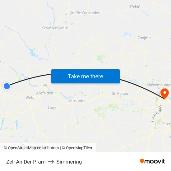 Zell An Der Pram to Simmering map