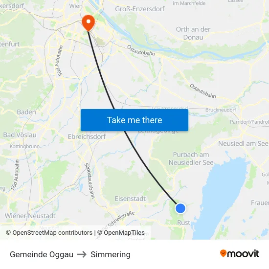 Gemeinde Oggau to Simmering map