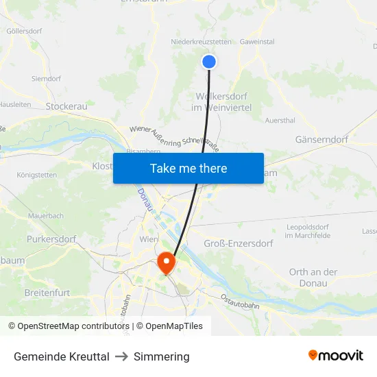 Gemeinde Kreuttal to Simmering map
